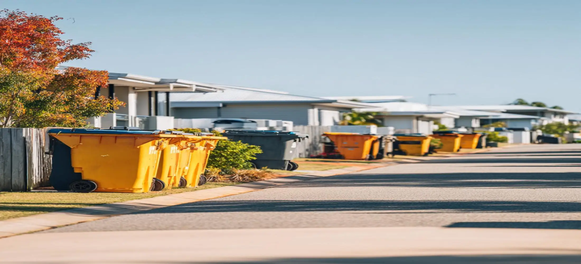 Skip bins placed across residential areas showing skip bin hire Rockhampton QLD service coverage