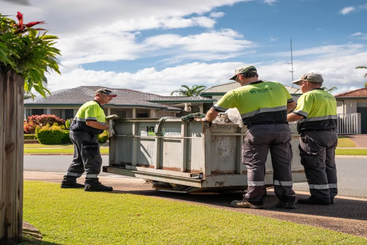 Professional team installing a skip bin for rockhampton skip bin hire services